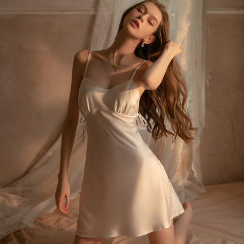 Courtly Pleated Slip Dress&Robe