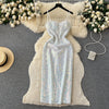 Shiny Silver Sequin Slip Dress