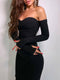 Chic Off-shoulder Knitted Black Dress