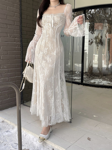 Vintage Delicate Embroidered Lace Dress