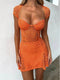 Embroidery Lace Patchwork Orange Dress