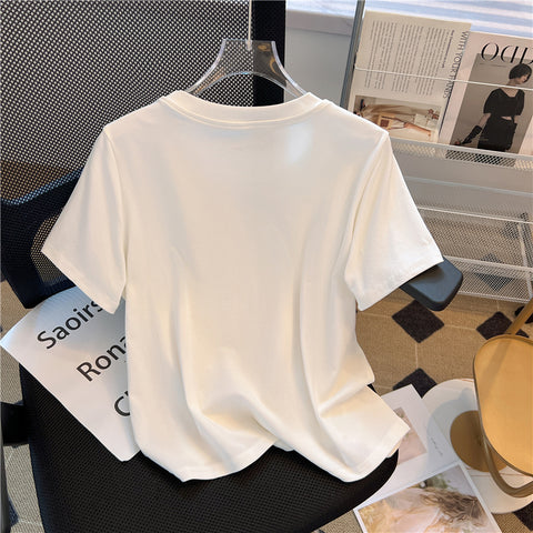 Round Collar Pattern Printed T-Shirt