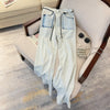Color Blocking Double-rope Wide-leg Jeans