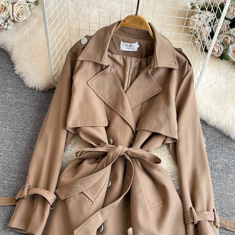 Chic Loose-fitting Draped Trench Coat