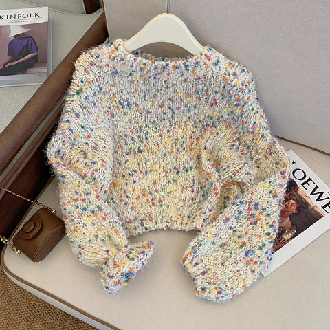 Sweetie Colorful Dot Short Sweater