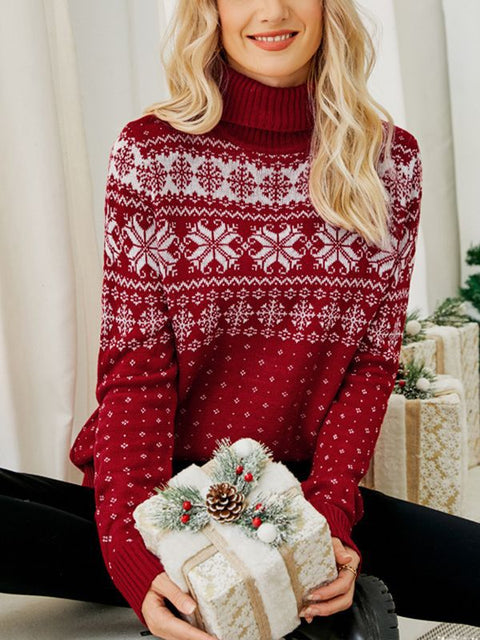Christmas Snowflake Jacquard Bottoming Sweater