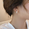 Chip Silver C-Shape Earrings