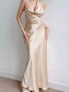 Elegant Satin Asymmetric Slip Dress