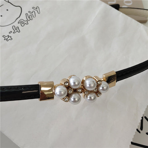 Delicate Patchworked Pearl Thin Belt