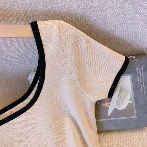 Elegant Color-blocking Slim Dress