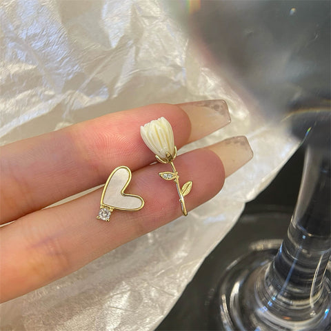 Asymmetrical Simulated Tulip Earrings