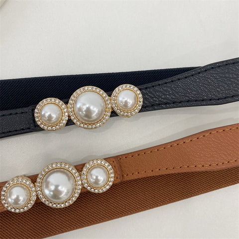 Vintage Pearl Studded PU Belt