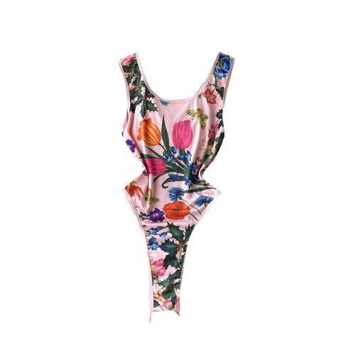 Floral Printed High-cut One-piece Jumpsuit