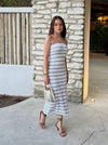 Color-blocked Striped Cotton Beach Dress