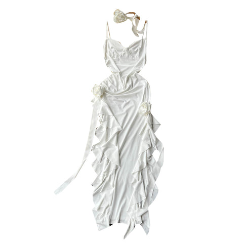 Fairy Ruffled Lace-up Slip Dress