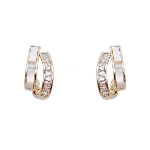Geometric Double Rhinestone Stud Earrings