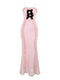 Black Bow Pink Lace Slip Dress