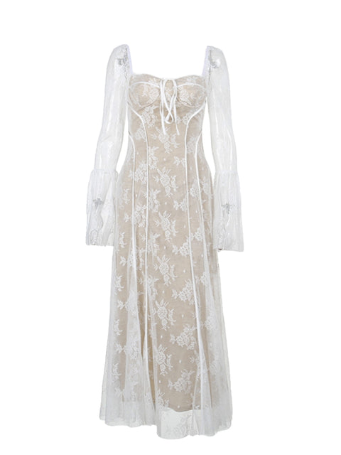 Vintage Delicate Embroidered Lace Dress