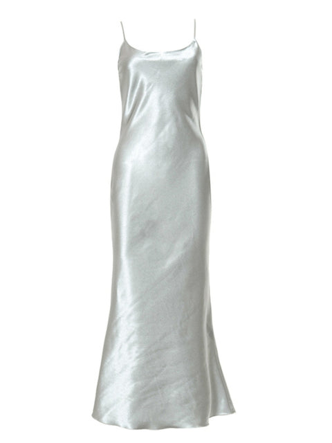 High-end Backless Satin Slip Dress