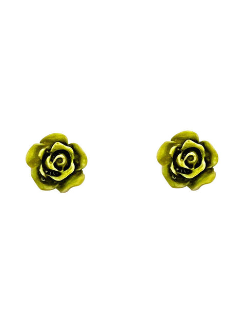 Mori 3d Green Flower Stud Earrings