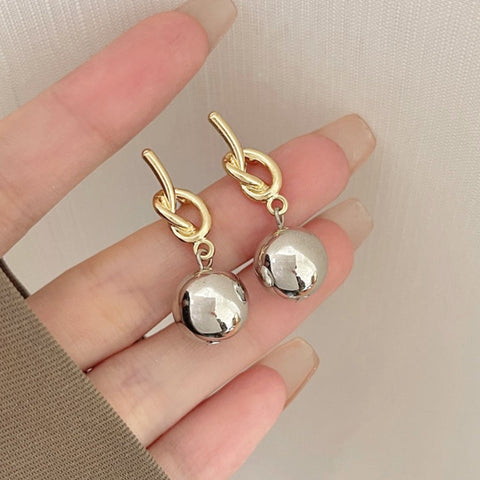 Gold&Silver Color Clashing Ball Earrings