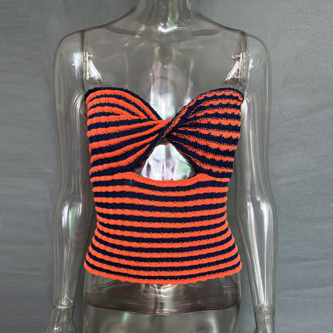 Sexy Colorful Striped Twisted Knitwear