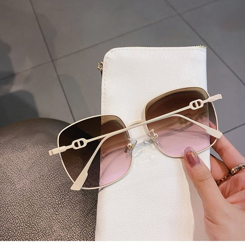 Metal Square Large Frame Sunglasses