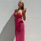 Hollowed Pink Sequined Slip Dress