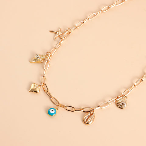 Clip Chain Ocean Shell Starfish Necklace