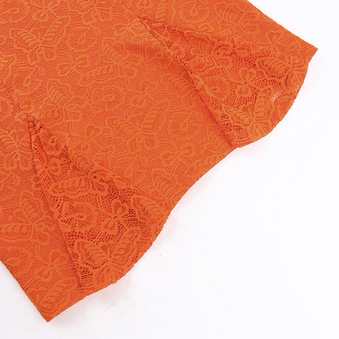 Embroidery Lace Patchwork Orange Dress