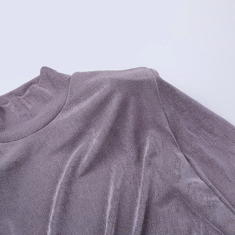Turtleneck Padded Slim-fit Velvet Dress
