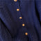 Navy Blue Single-breasted Tweed Cardigan