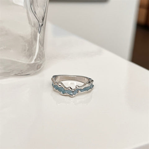 Mint Irregular Design Textured Ring