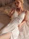 V-neck White Lace Slip Dress