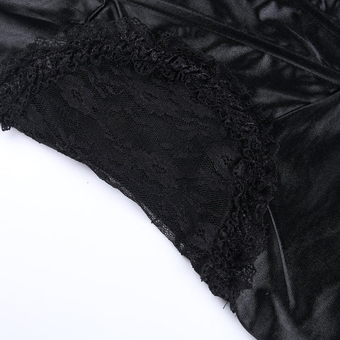 Hollowed Black Lace Slip Dress