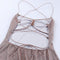 Backless Lace-up Shiny Slip Dress