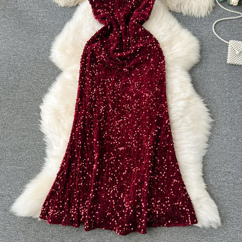 Party Sequined Fishtail Slip Dress