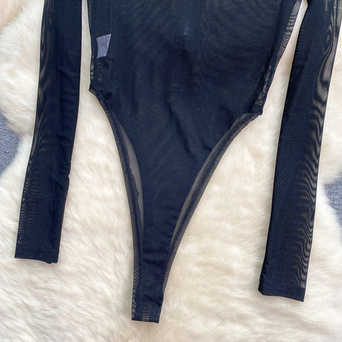 See-through Black Mesh Onepiece Lingerie