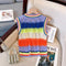 Rainbow Stripe Hollowed Knitted Top