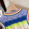 Rainbow Stripe Hollowed Knitted Top