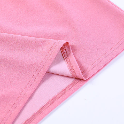 Off-shoulder Top&Pink Skirt 2Pcs