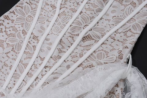 Irregular Design White Lace Patchwork Dress