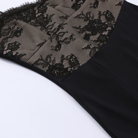 Jacquard Black Lace Slip Dress