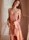 Lace Trim Slip Dress&Robe Satin 2Pcs