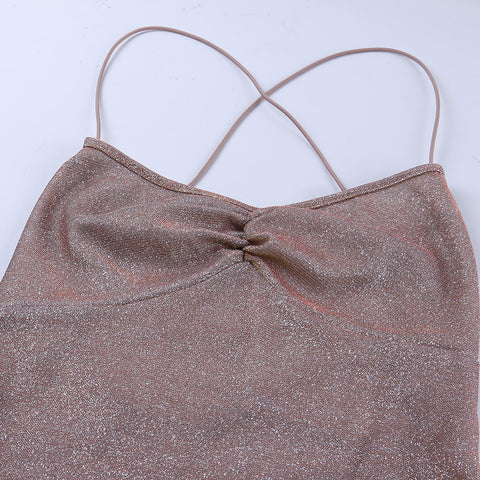 Asymmetric Hem Sequined Slip Dress