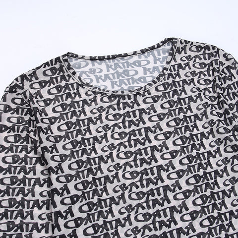 Chic Slim-fitting Printed Mesh Jumpsuit