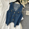 Denim Vest&Shirt Dress Korean Style 2Pcs