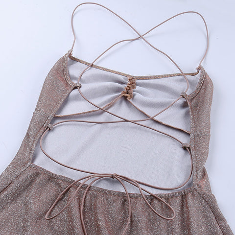 Asymmetric Hem Sequined Slip Dress