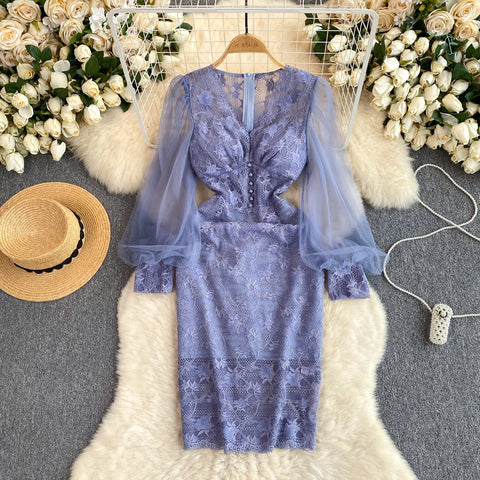 Sweetie See-through Mesh Patchwork Dress