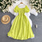 Mori Solid Color Waist-slimming Puffy Dress